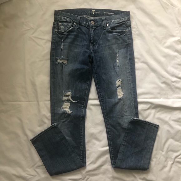 7 FOR ALL MANKIND ROXANNE DISTRESSED JEANS - Picture 1 of 8